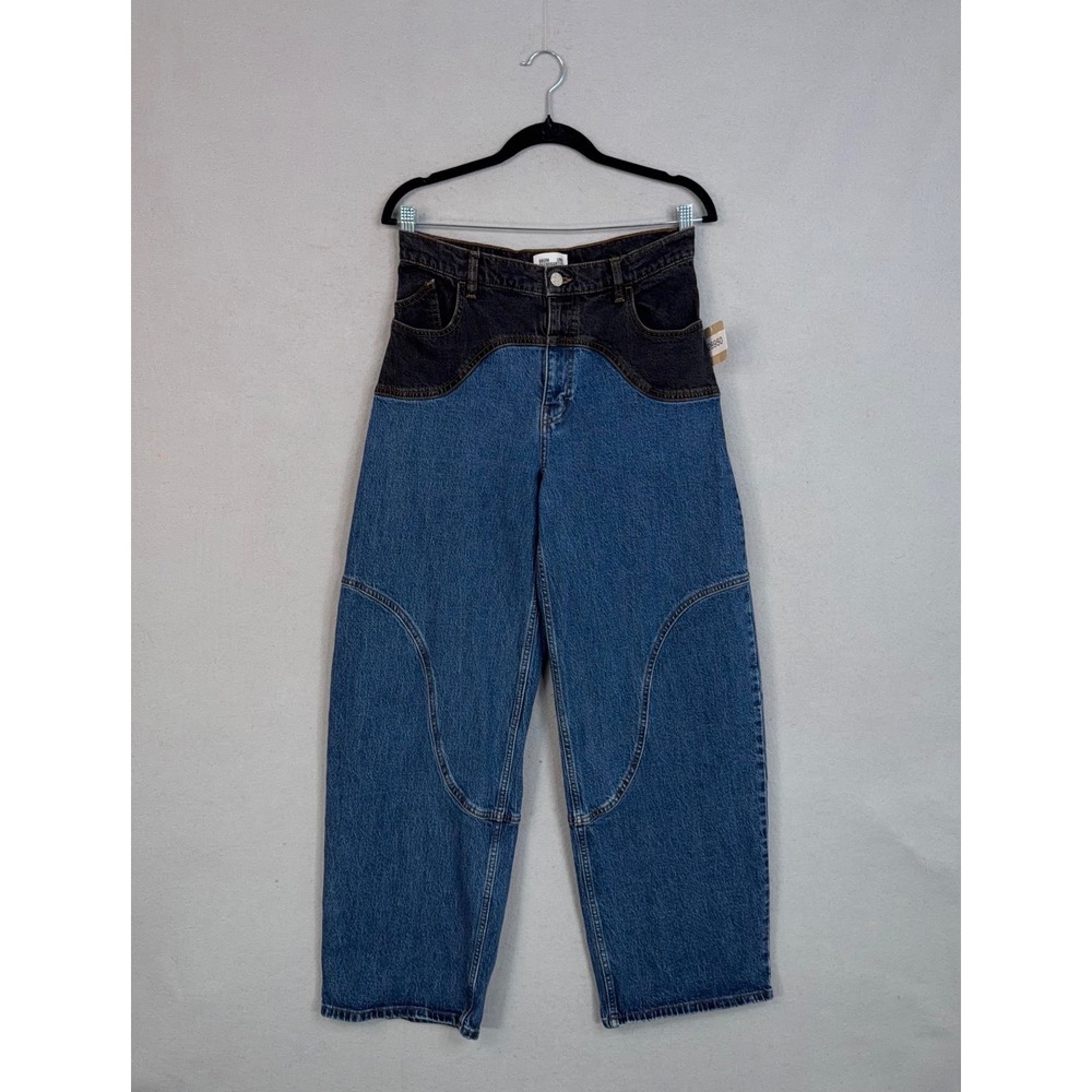 Baum Und Pferdgarten Jeans Womens 28 Blue Two Tone Colorblock Wide Leg Scandi